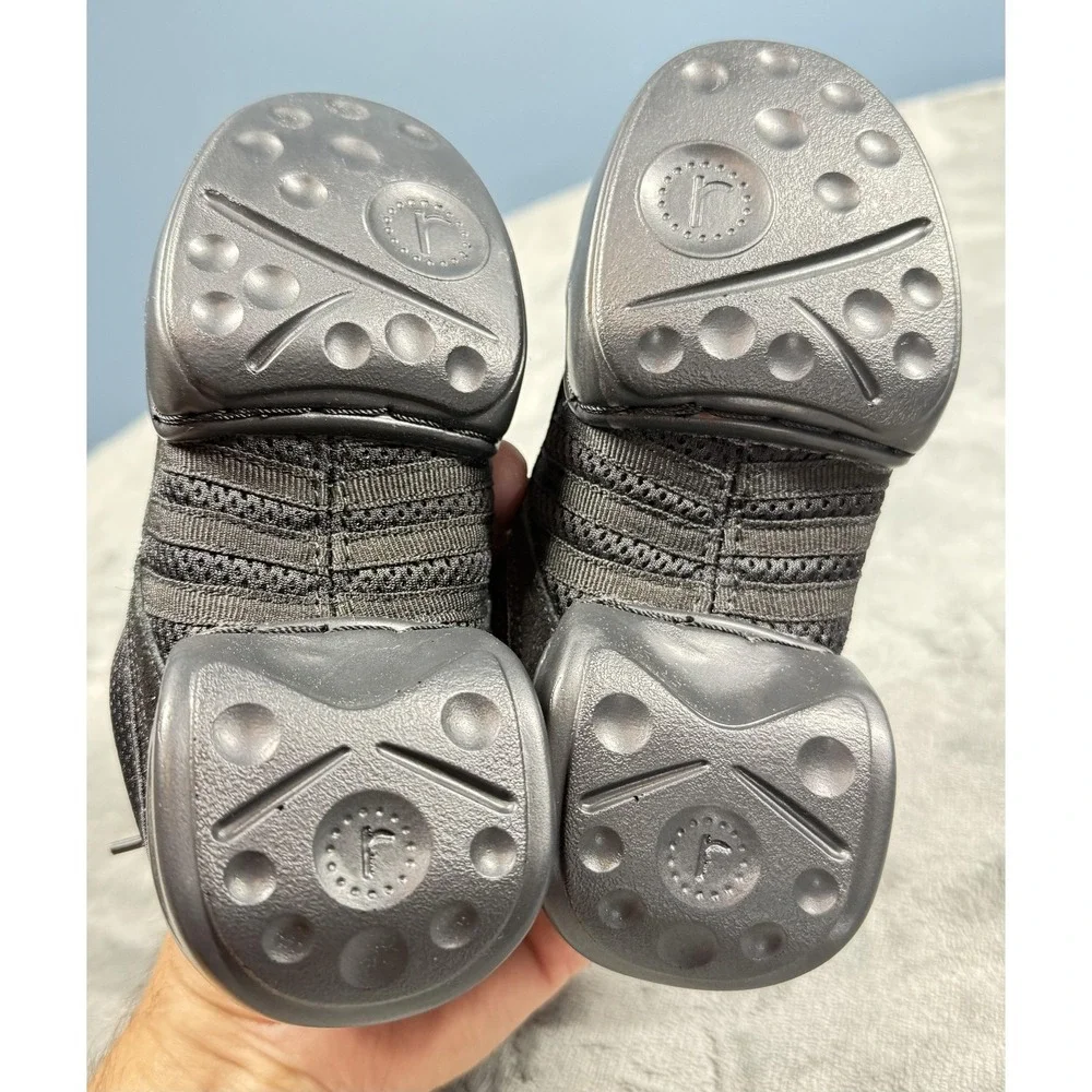 Revolution Dancewear Shoes Kids Size 1 Black Mesh Leather Dance‎ Sneakers 991